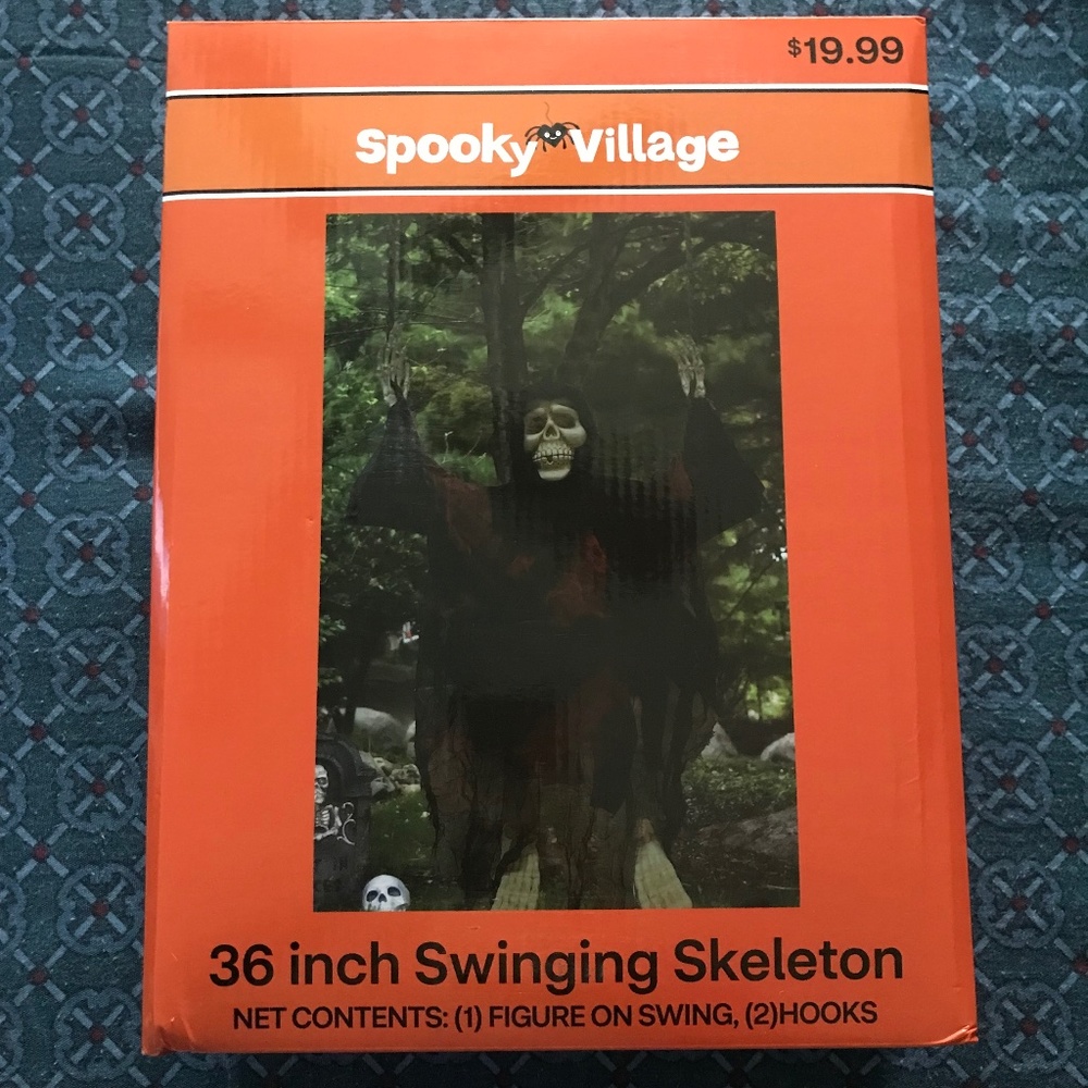 Spooky Village 36” Swinging Skeleton NWT